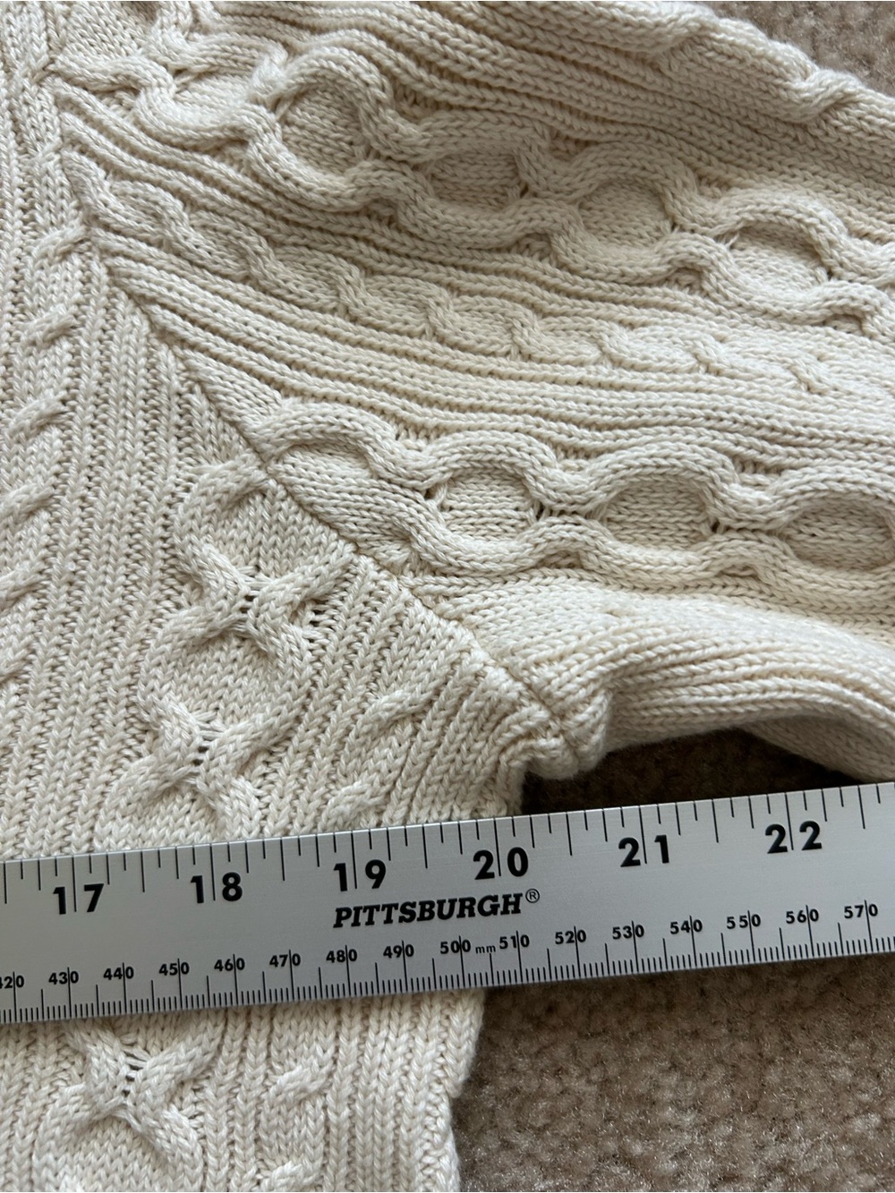 Lauren Ralph Lauren Cream Cable Knit V-Neck Cricket Sweater - Picture 8 of 9